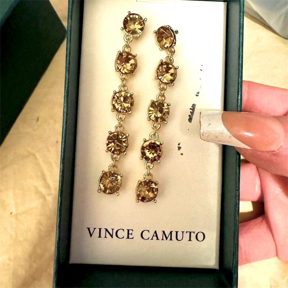 Vince Camuto Champagne Multi Crystal Drop Earrings gorgeous!